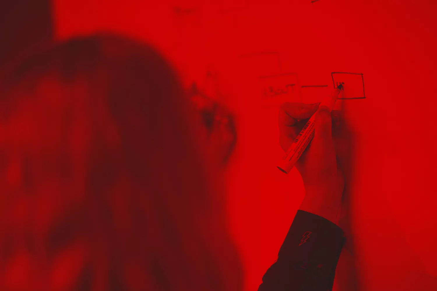 close up of a diagram being drawn on a whiteboard by Charlotte