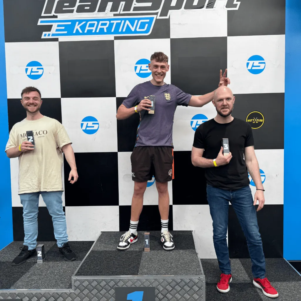 Danny winning go karting, Liam C 2nd and Liam 0 coming third - which is basically losing.