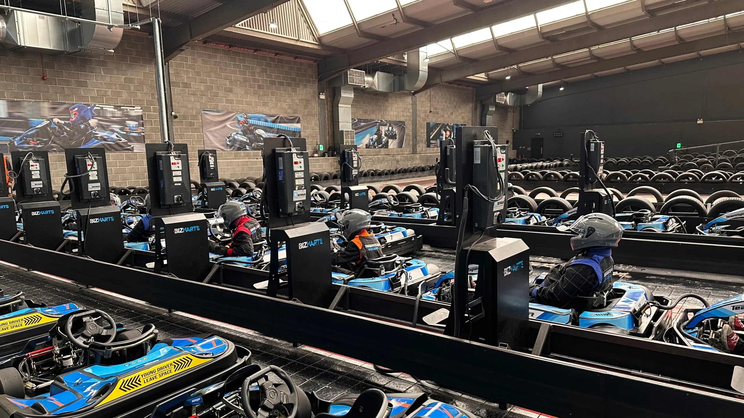 team lined up ready to go go karting