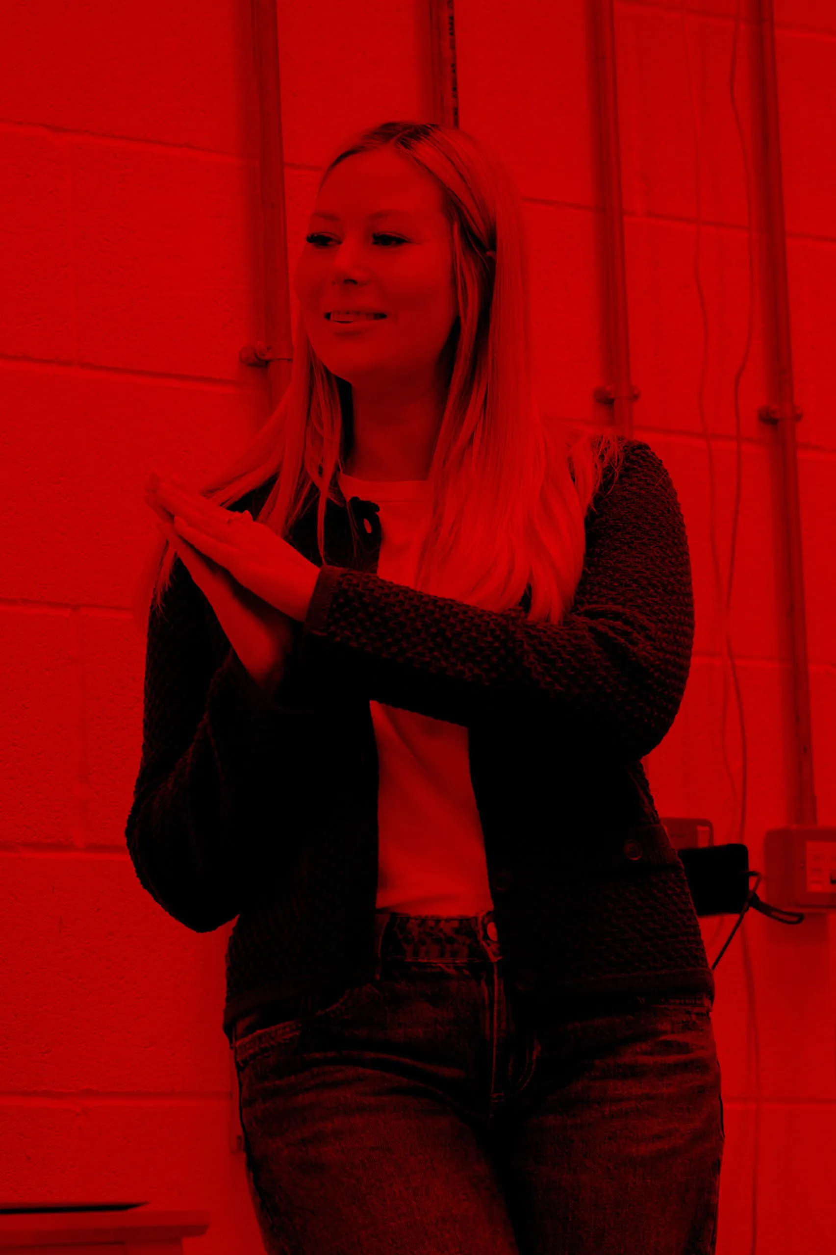 Becca stood up presenting