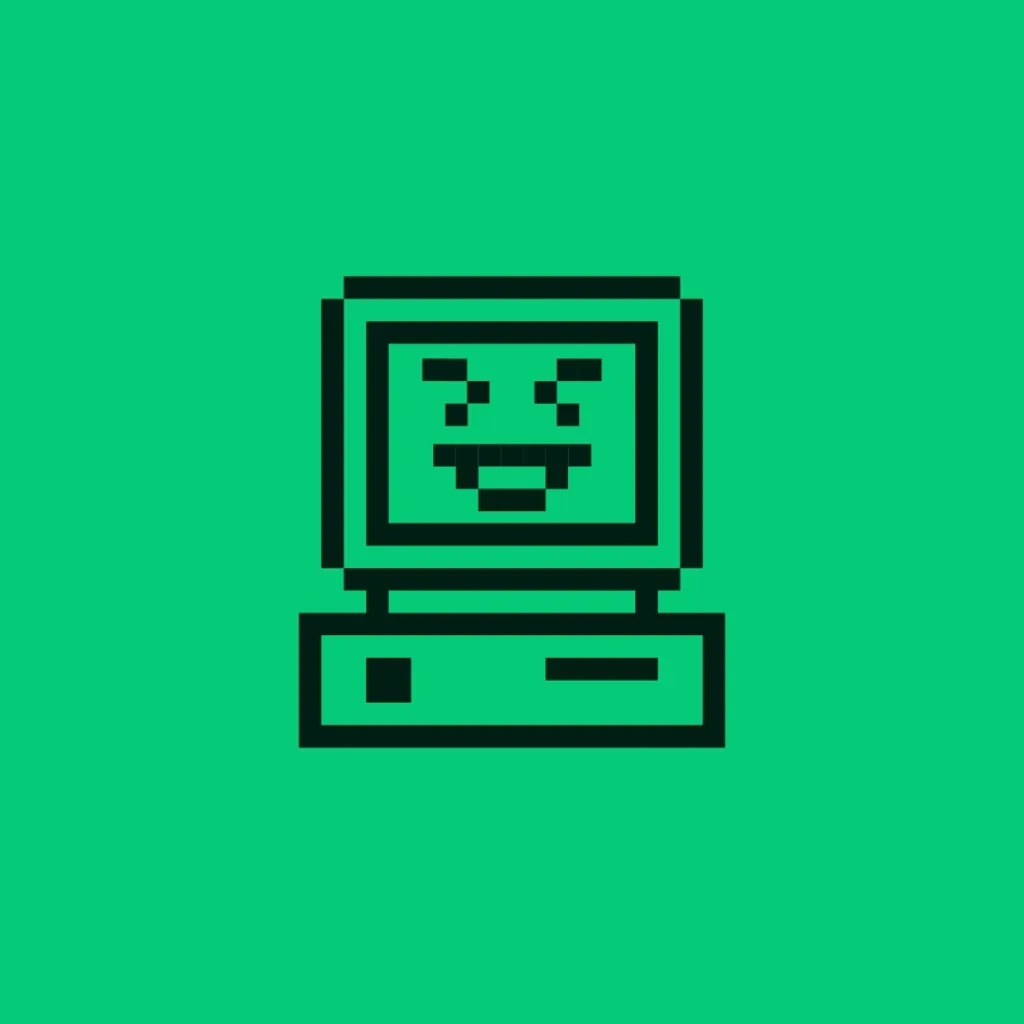 robot face on a computer