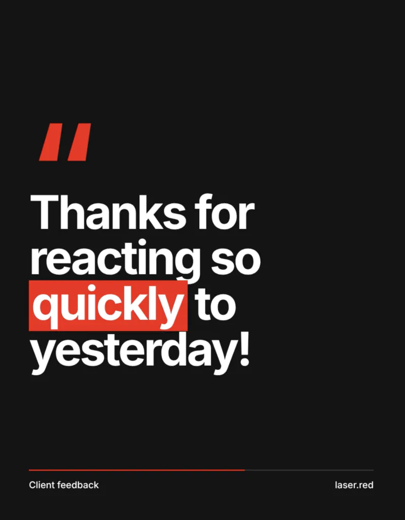 Thanks for reacting so quickly to yesterday!
